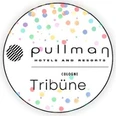 Kreisförmiges Logo mit bunten Punkten und der Aufschrift Pullman Hotels Resorts Cologne Tribüne.