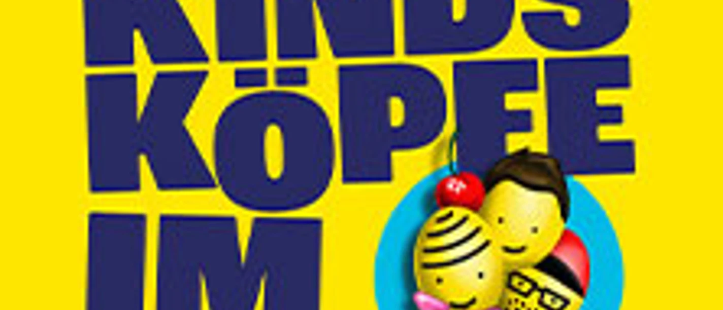 Buntes Eventplakat mit großem Schriftzug und drei cartoonartigen Köpfen in einer Eiswaffel.