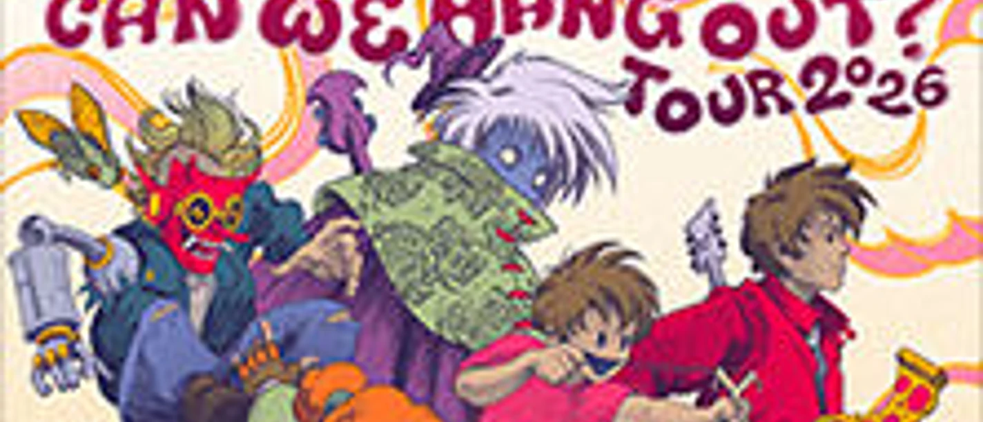 Buntes Poster mit animierten Figuren und Schrift zur Good Kid Can We Hang Out Tour 2026