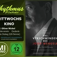 Filmplakat mit schwarzweißem Männerporträt und Titel Das Verschwinden des Josef Mengele