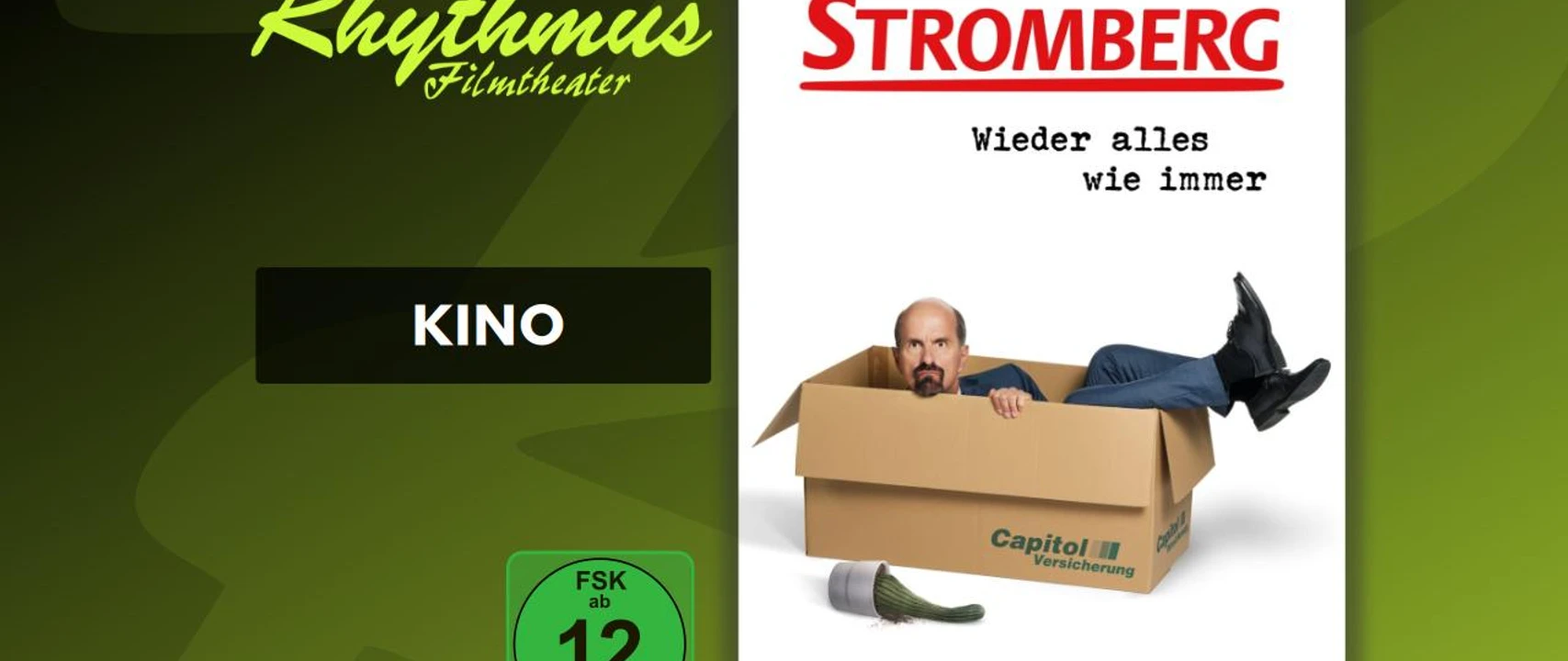 filmplakat-strombergwiederalleswieimmer.jpg Mann steckt in Pappkarton mit Aufdruck Stromberg Wieder alles wie immer
