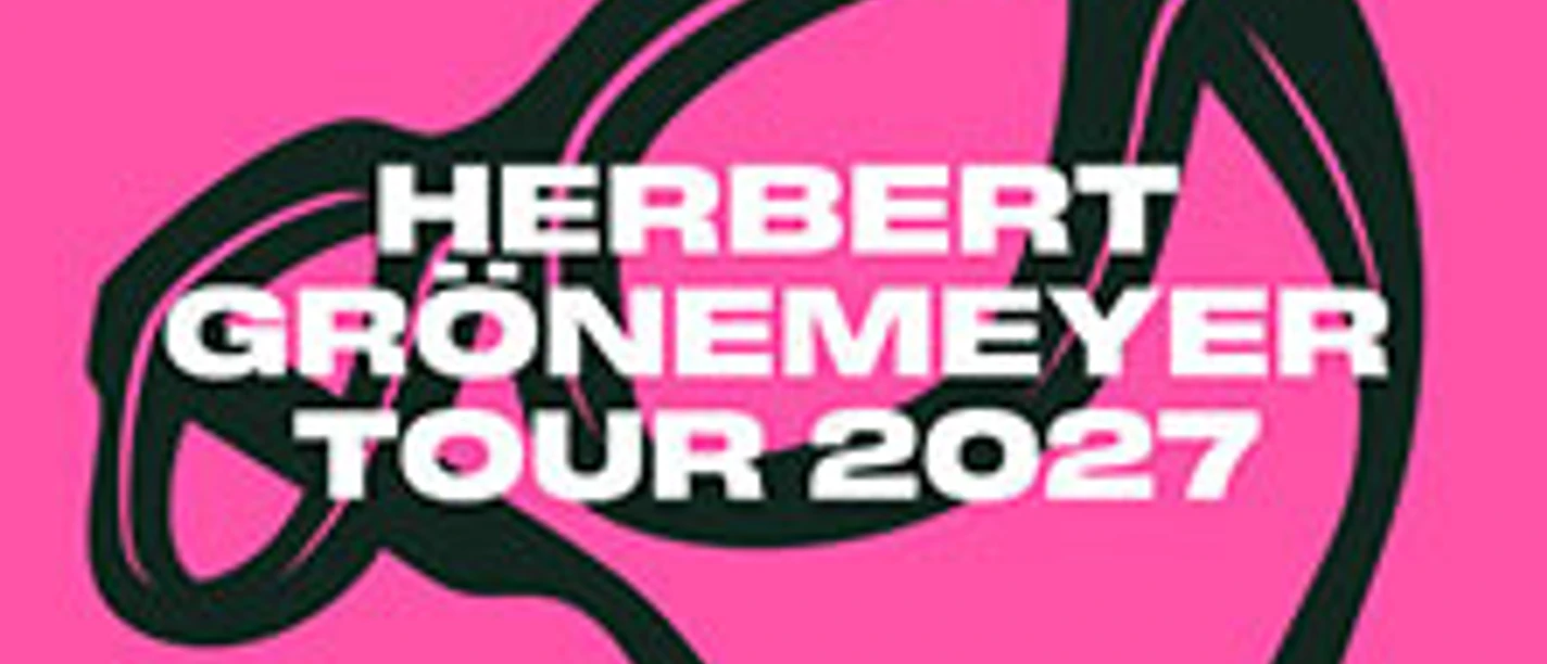 Pinkes Plakat mit schwarzer Brillengrafik und weißem Schriftzug zur Tour 2027