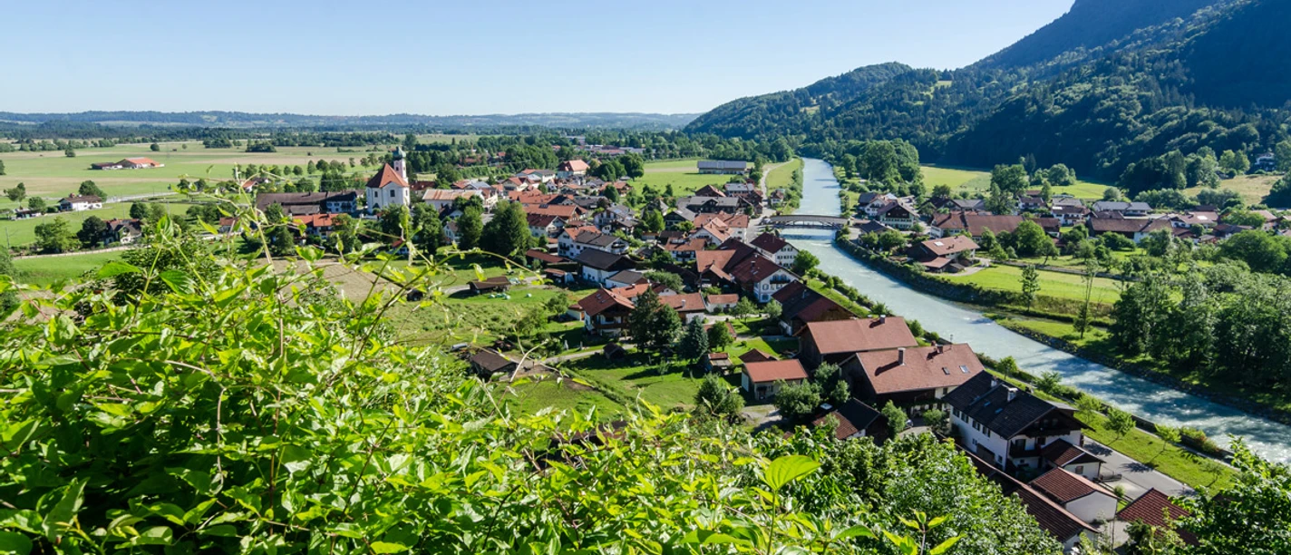Fernradweg - Bodensee-Königssee-Radweg - Blick von Eschenlohe ins Blaue Land