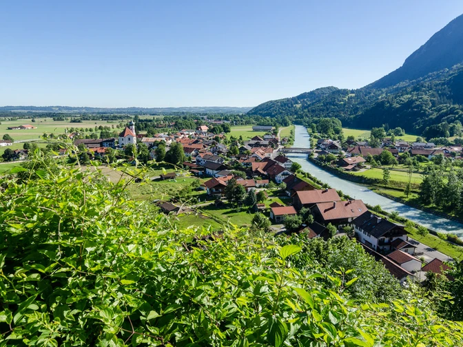 Fernradweg - Bodensee-Königssee-Radweg - Blick von Eschenlohe ins Blaue Land