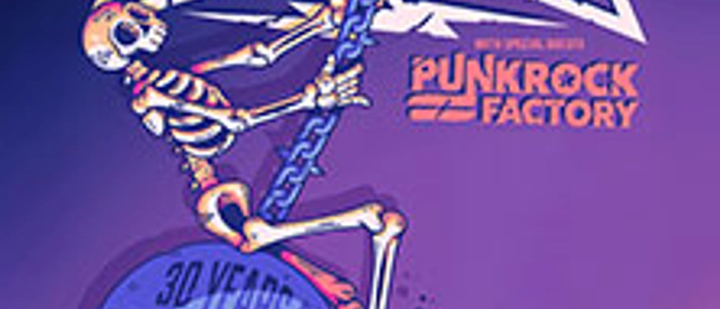 Poster mit Skelett auf Abrisskugel und dem Bandnamen Zebrahead im kräftigen Farbdesign