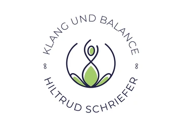 Klang&Balance_Schriefer.jpg Logo mit grüner Yogafigur in Lotusform und Schriftzug Klang und Balance Hiltrud Schriefer