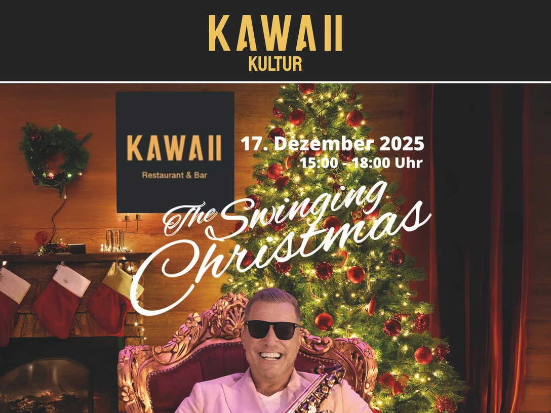 KAWAII Kultur - Gentleman Dee_IG-FB.jpg Künstler Gentle Dee mit Saxophon in weihnachtlicher Kulisse