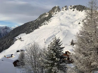 Aussicht auf die Riederfurka vom Schlafzimmer