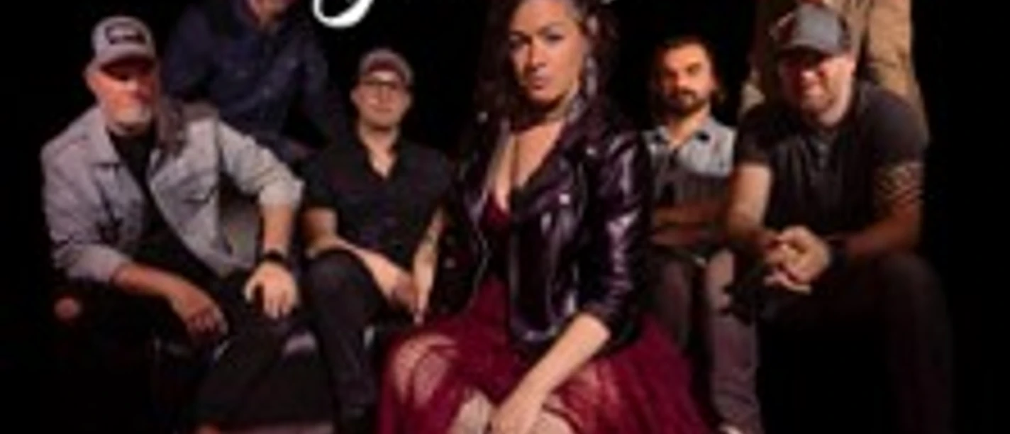 Bandposter mit sieben Musikerinnen und Musikern und Text zu einem Konzert der Gruppe Bywater Call