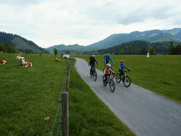 Familie mit Bergblick
