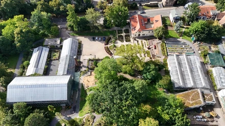 Luftaufnahme aus ca. 100 m Höhe von Teilen des Botanischen Gartens Jena