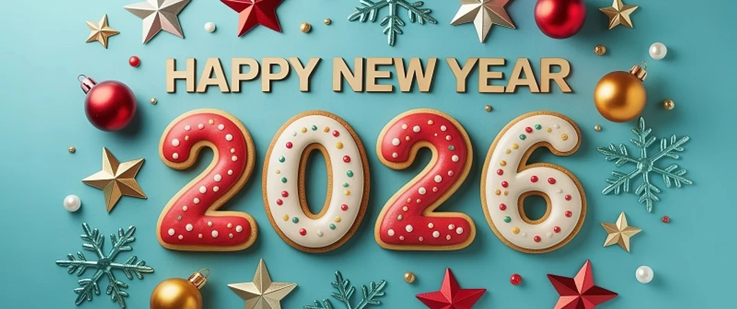 2026 2026 mit Happy New Year Schriftzug