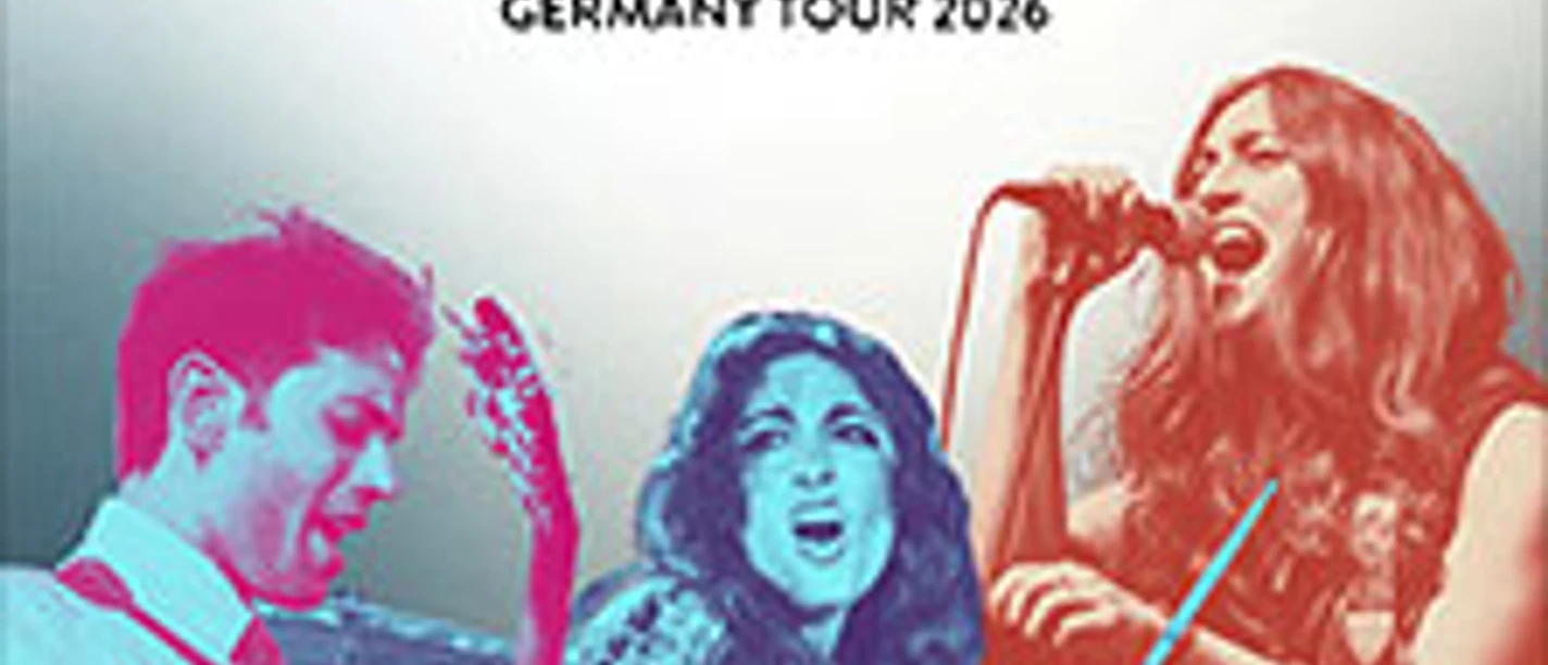 Farbiges Tourposter mit drei Musikern und dem Schriftzug Kitty, Daisy & Lewis Germany Tour 2026