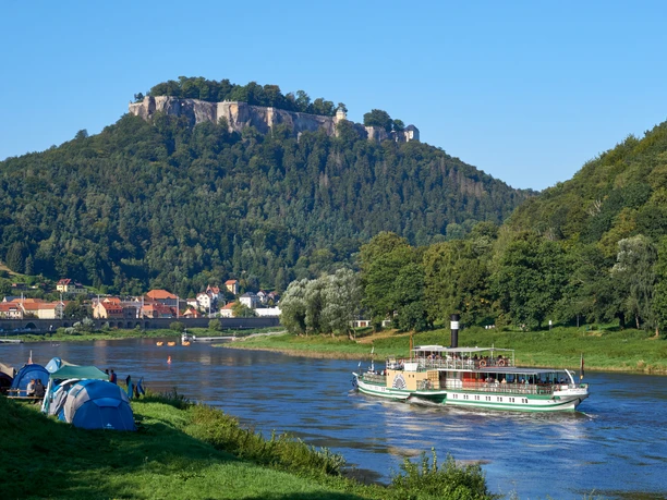 Königstein von der Elbe mit Stadt und Festung Königstein