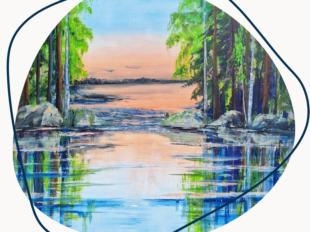 Henriette Lorkowski (1).png Ausschnitt eines Gemäldes Gewässer und Bäume