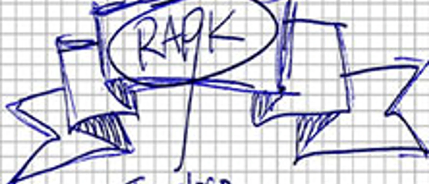 Handgezeichnetes Banner mit Schriftzug RAPK und Hinweis Tourlogo auf kariertem Hintergrund