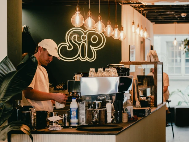 Counter of the SiP Cafe in Lucerne