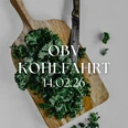 OBV Kohlfahrt.jpg Frischer Grünkohl auf Holzbrett mit Messer, Hinweis auf traditionelle OBV-Kohlfahrt am 14. Februar 2026