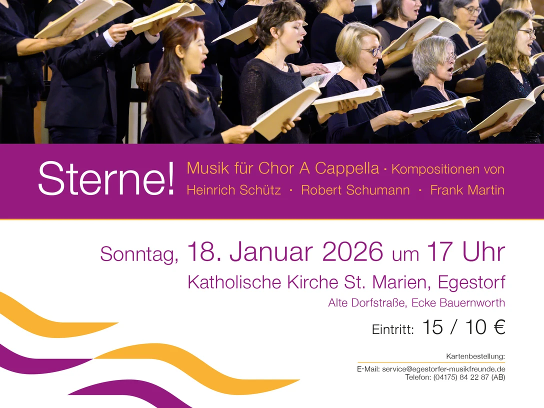 Musikfreunde_Michaelis_2026.jpg Chor singt in Kirche A Cappella‑Musik von Schütz, Schumann und Martin beim Konzert in Egestorf 2026