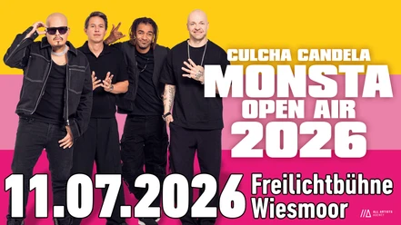 Culcha Candela.jpg Vier Musiker von Culcha Candela posieren vor farbigem Hintergrund für das Open-Air-Konzert 2026.