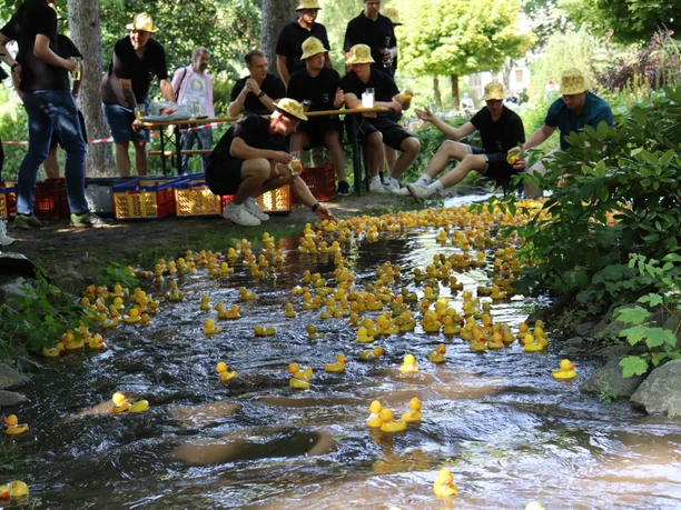 Zieleinlauf beim Willinger Entenrennen Zieleinlauf beim Willinger Entenrennen