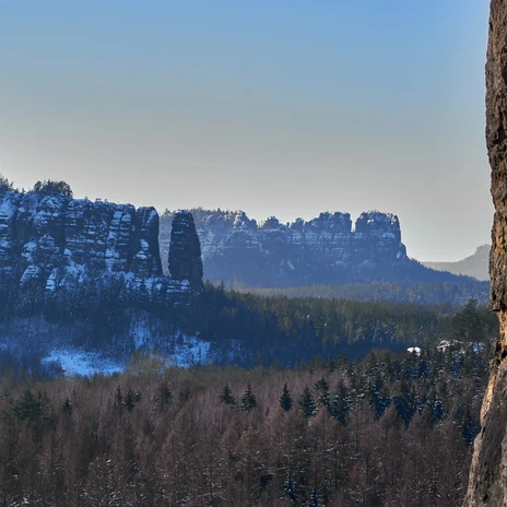 Aussicht vom Kuhstall zu den Schrammsteinen