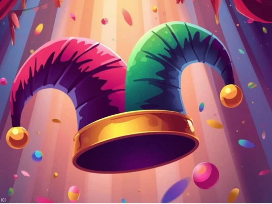 Narrenkappe Karneval Narrenkappe Karneval im KonfettiregenFool's cap carnival in a shower of confettiDwaze pet carnaval in een regen van confetti