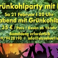 Grünkohlparty 2026 Werbung für eine Grünkohlparty mit DJ und Buffet, tanzende Silhouetten vor buntem Hintergrund