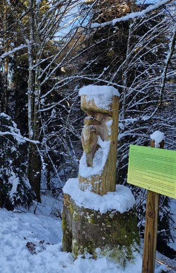 Holzwunderweg Ufhusen Winter Holzwunderweg im Winter im Chilchwäldli Ufhusen mit Schnee und Holzkunst