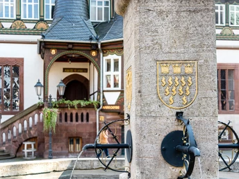 Altes Rathaus Blick am Eulenspiegel-Brunnen vorbei