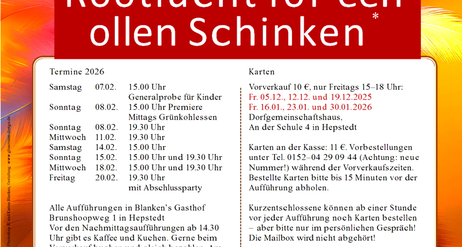 Plakat für das Theaterstück in Hepstedt Plakat für das Theaterstück in Hepstedt