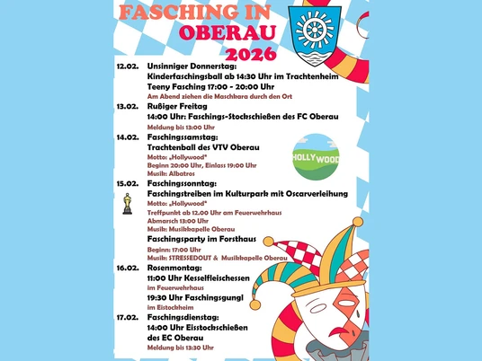 Faschingskalender Oberau 2026