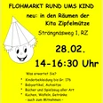 Plakat.png Gelber Flyer mit Aufschrift zu Flohmarktangeboten