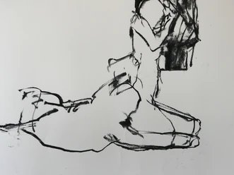 Max Hari, Zu Rodin, Kohle auf Papier