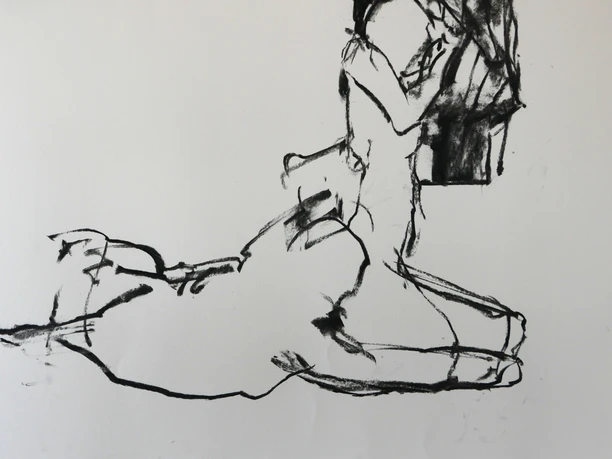 Max Hari, Zu Rodin, Kohle auf Papier