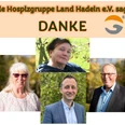 Foto Danke-Tag 2026 Vier Personen der Hospizgruppe Land Hadeln danken gemeinsam bei einer Veranstaltung im Freien.