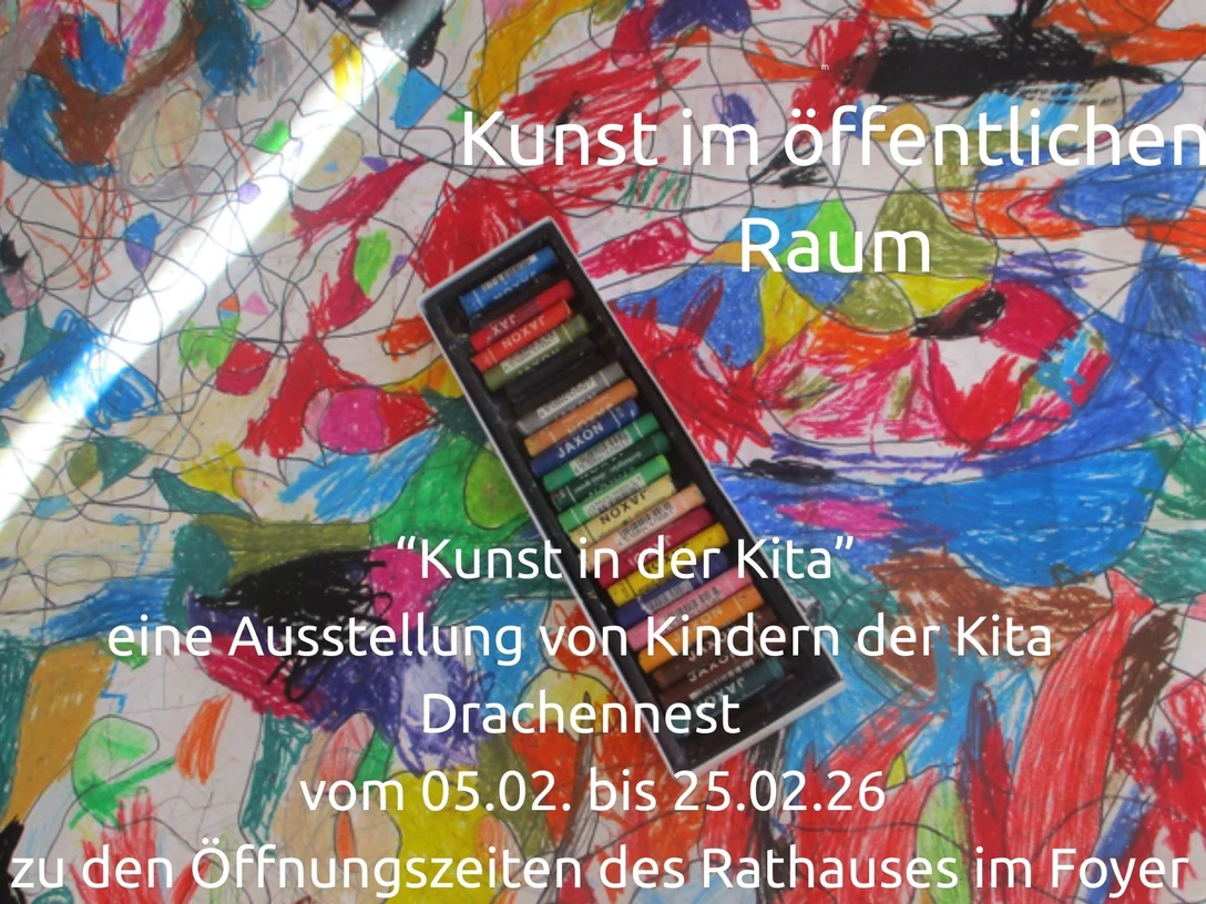 Ausstellung im Rathaus Foyer der Kinder vom Kindergarten Dra2026-01-27 Kunst in der Kita JPG.jpg