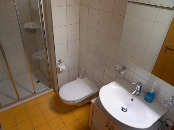 Ferienwohnungen Napf Chäsi Luthern Badezimmer der Ferienwohnung Napf Chäsi mit Dusche WC und Waschbecken