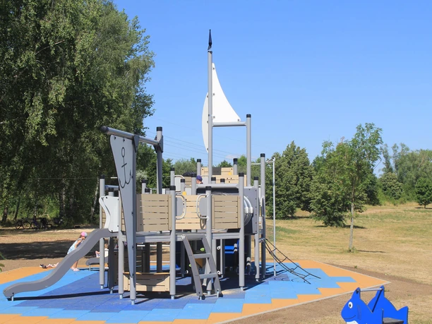 Pirate ship playground for children at Lake Großstolpen