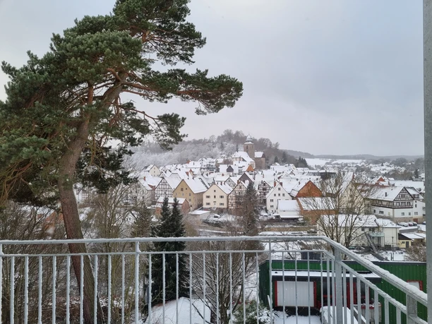 Blick auf Naumburg Blick vom Balkon auf das verschneite Naumburg