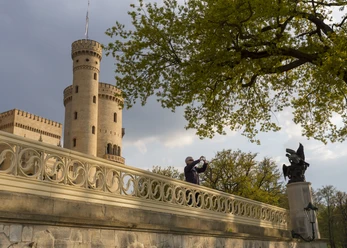Schloss Babelsberg Blick auf die Türme vom Schloss Babelsberg