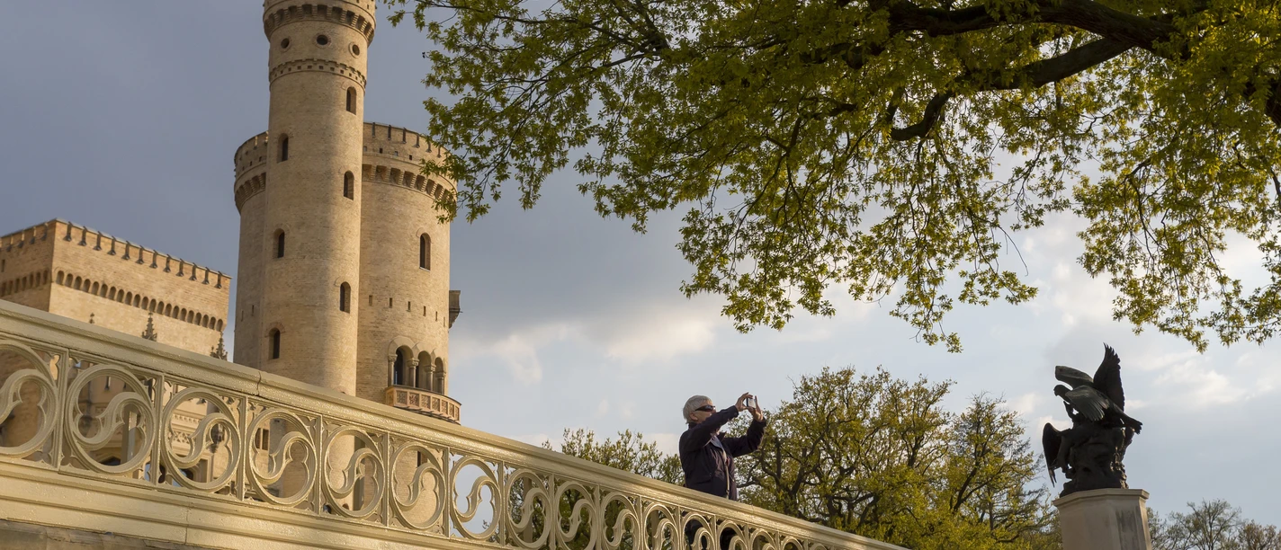 Schloss Babelsberg Blick auf die Türme vom Schloss Babelsberg