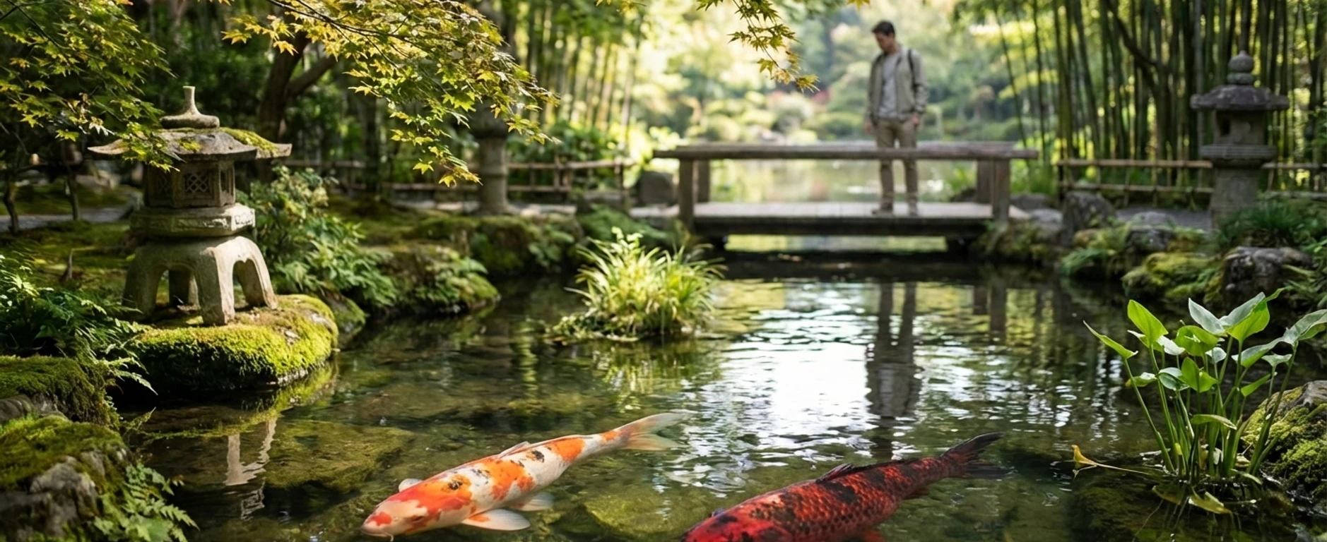 ruhige Szene mit Kois und asiatischer Anmutung - Mann im Hintergrund _cc0.png