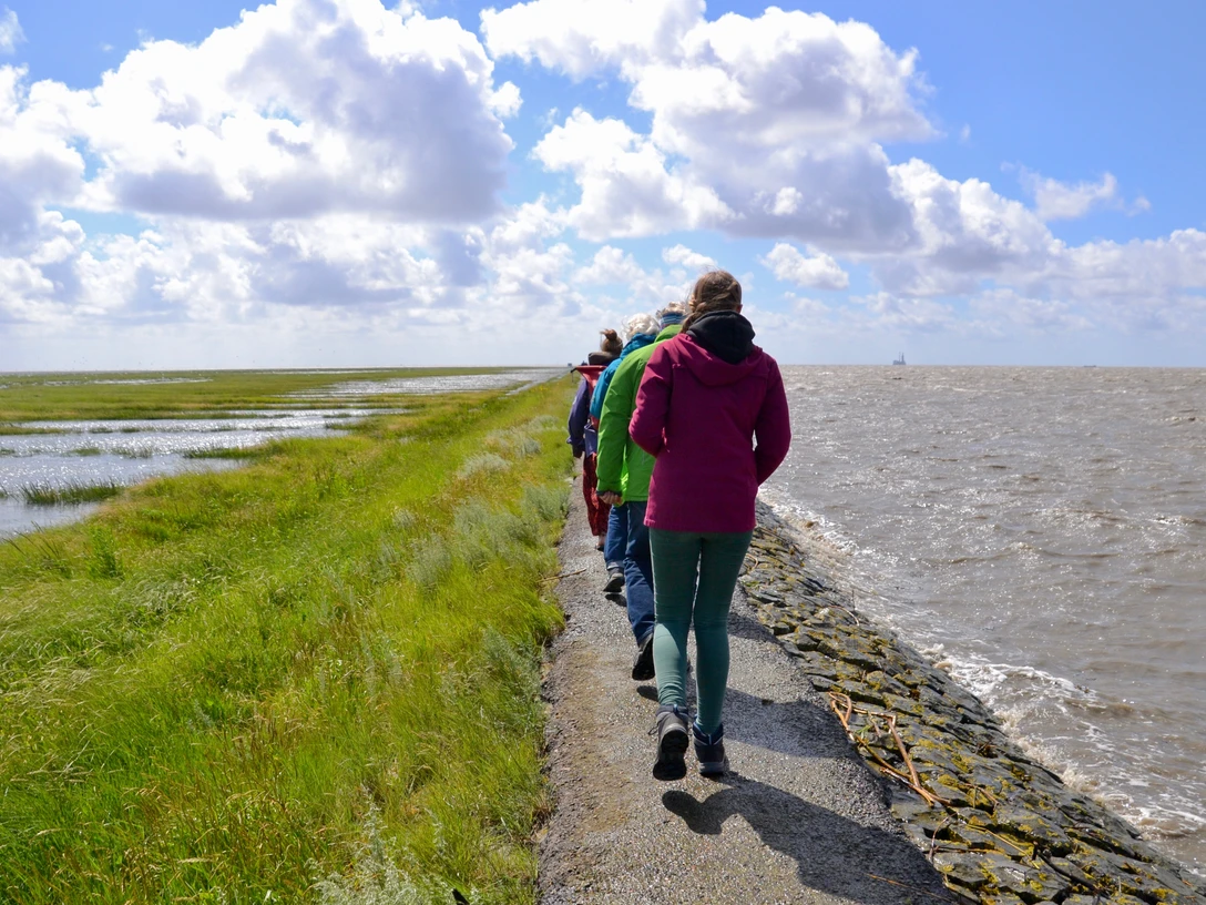 Führung auf dem Trischendamm Besucher auf dem Trischendamm
