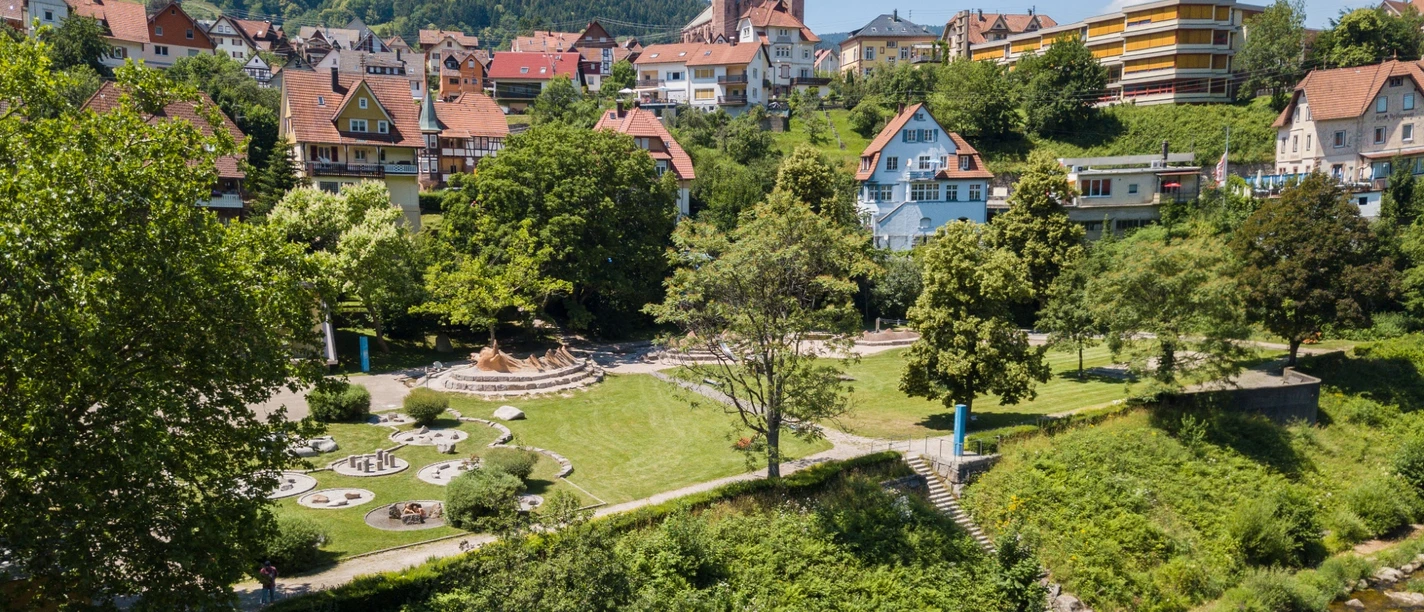 Forbach-Blick auf Murggarten und kath. Kirche