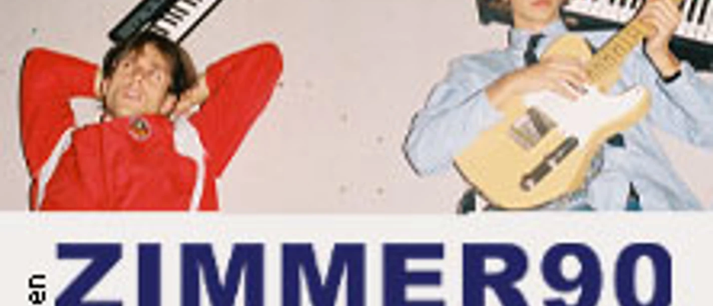 Zwei Personen liegen zwischen Instrumenten, darunter Schrift zu Zimmer90 Arthouse Tour 2026