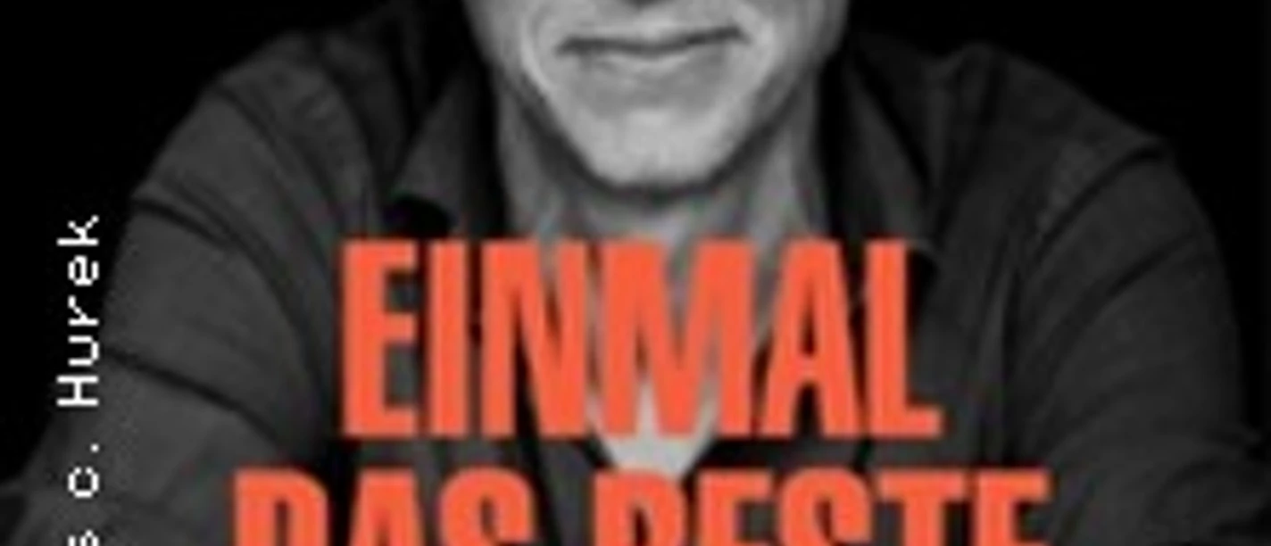 Porträt eines grauharigen Mannes mit roter Aufschrift Einmal das Beste von Allem.