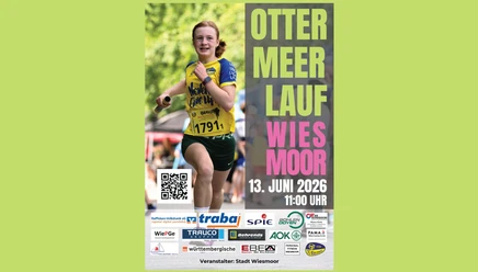 Ottermeerlauf (1080x1920).jpg Läuferin im gelben Trikot beim Ottermeerlauf in Wiesmoor, sportliche Stimmung und sommerliches Wetter