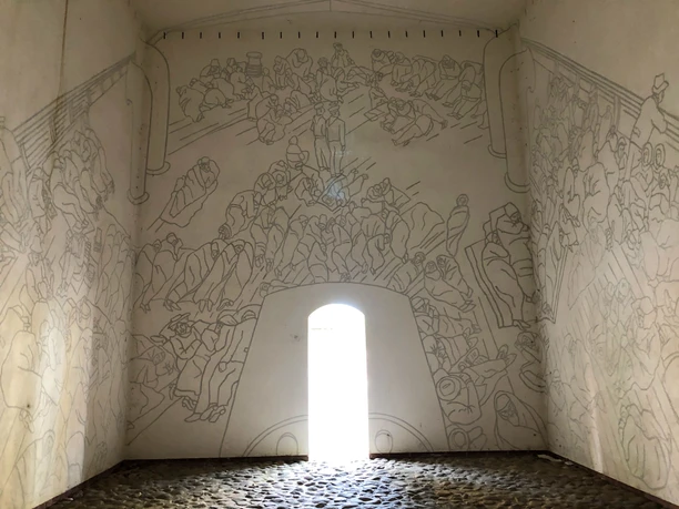 Auswandererdenkmal Vom Ursprung der Stadt IMG_5804 (c) Mailin Knoke_Erlebnis Bremerhaven_WEB.jpg Wandmalereien im Auswandererdenkmal The Last Step