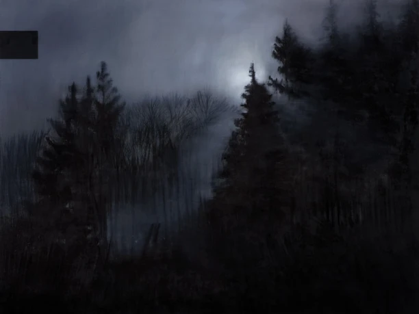 Früh am Morgen, Sächsische Schweiz/ 120x160cm / Öl, Graphit auf Lnwd./ 2016